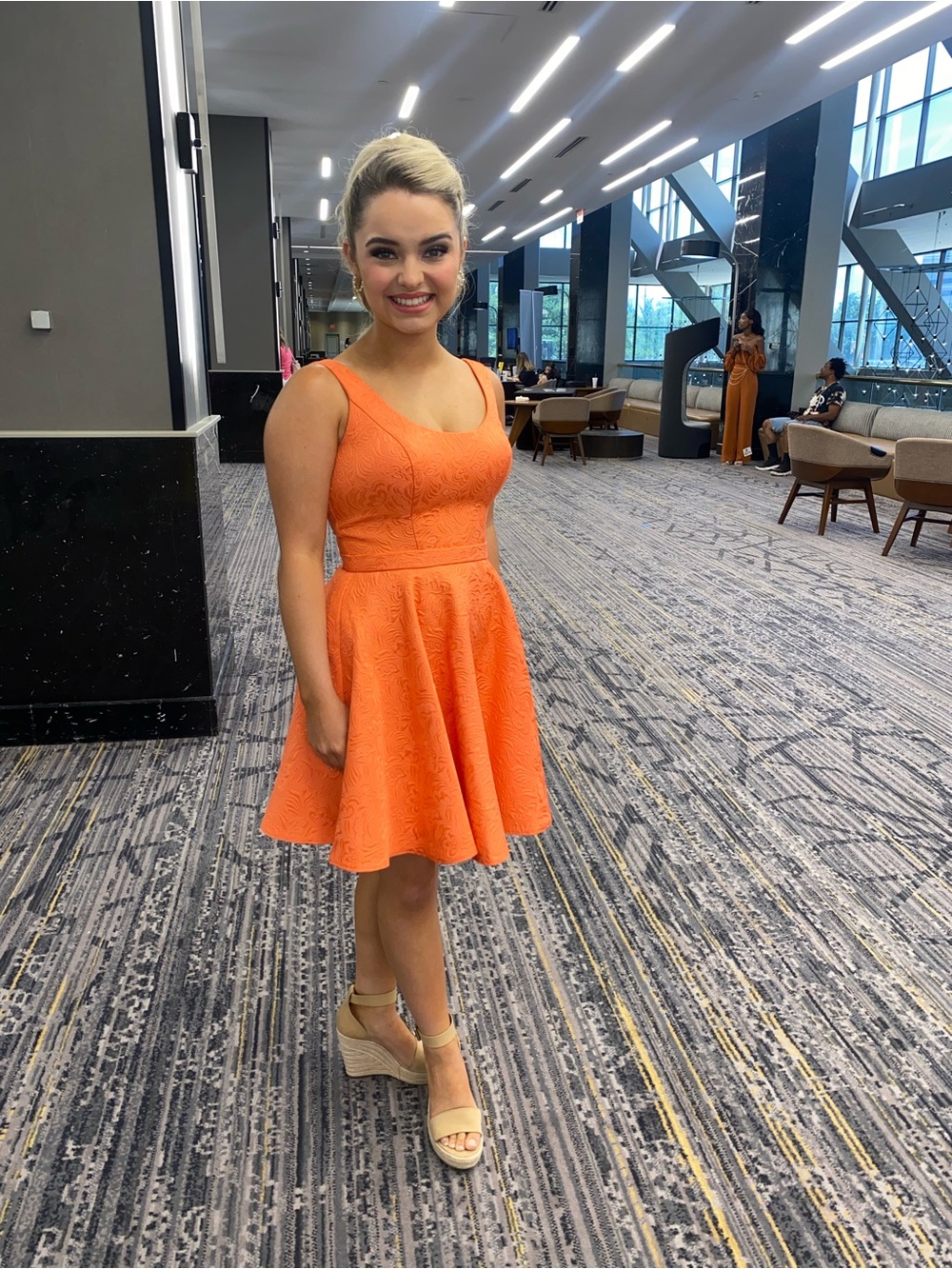 Sherri Hill Orange Fit-and-Flare Dress